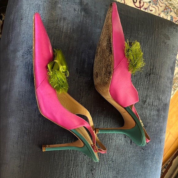 Kate Spade Pink and Green Bow Heels - Picture 3 of 10